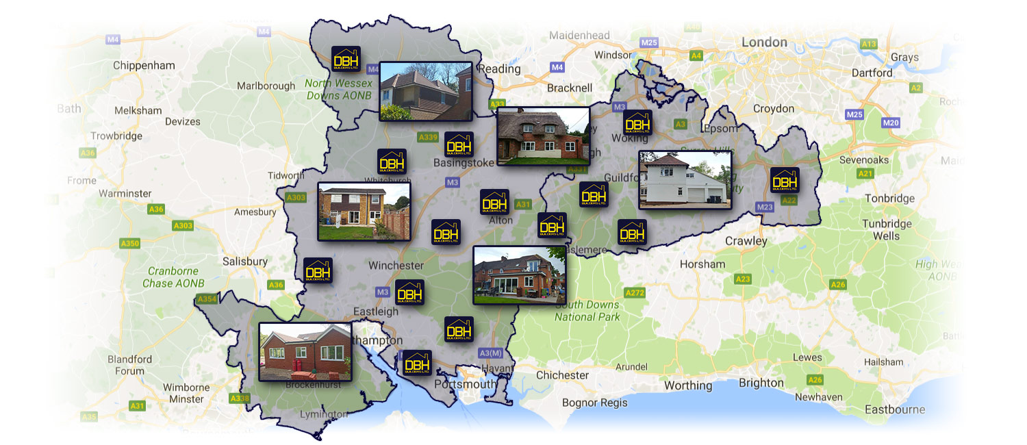 Our Area for house extensions: Hampshire, Surrey and Berkshire